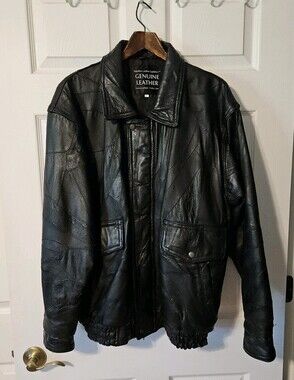 Y2K Vintage Leather Bomber  Jacket Large (48" Chest Area)